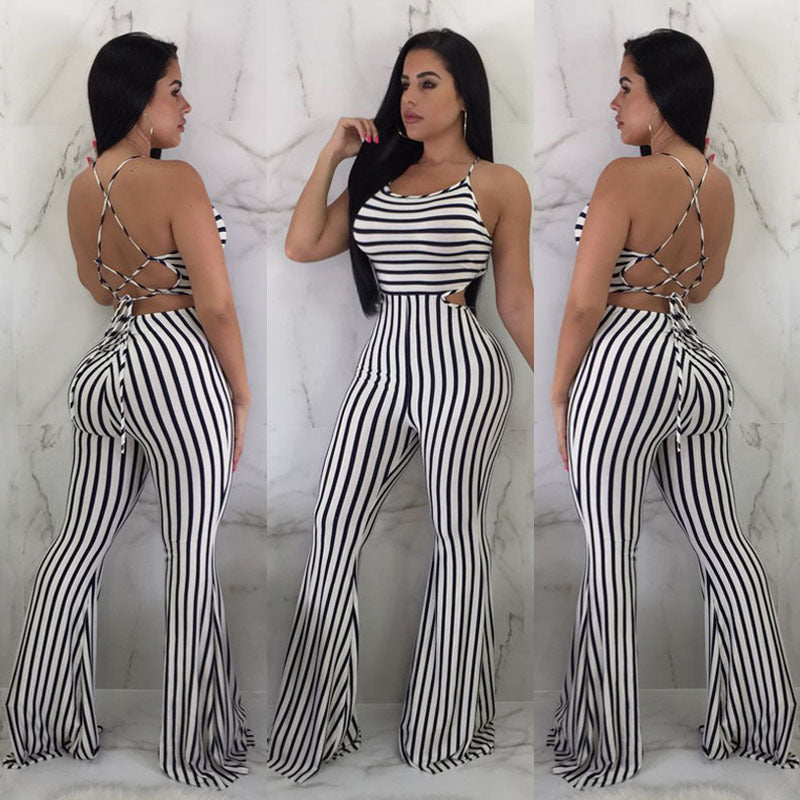 Gestreifter Damen-Jumpsuit – Slim Fit Einteiler aus Baumwollmix